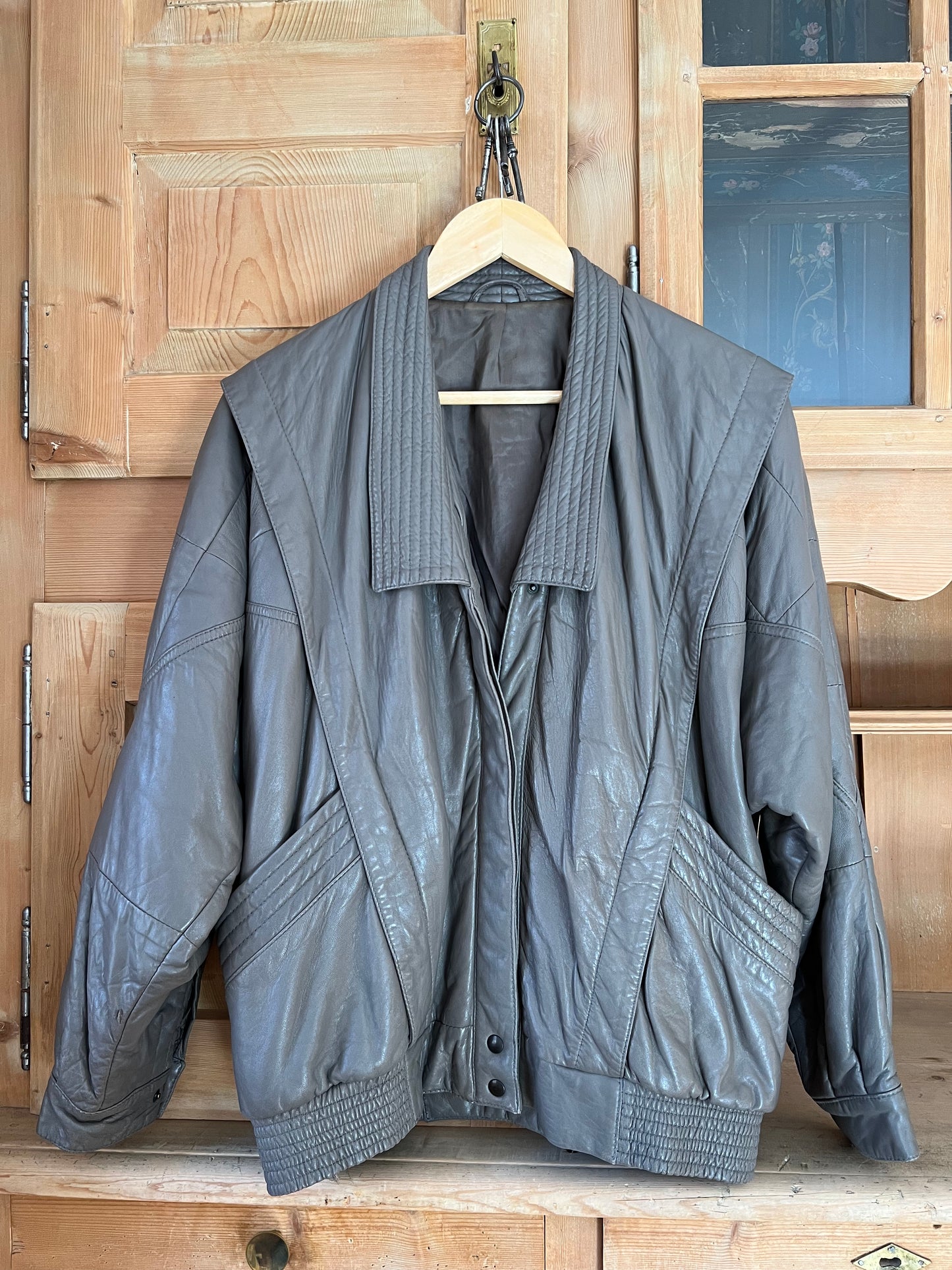 Grey Vintage Leather Jacket